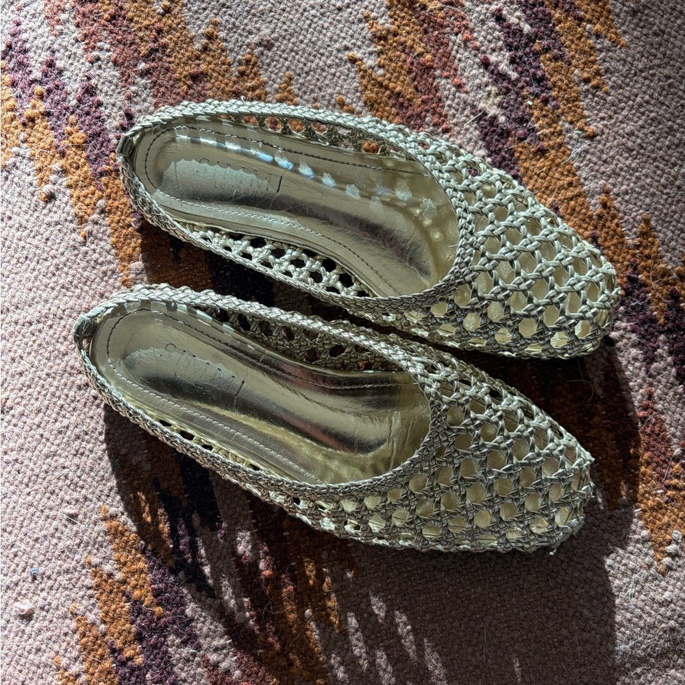 ASOS Simmi London Gold Flat Woven Mules - Picture 3 of 5